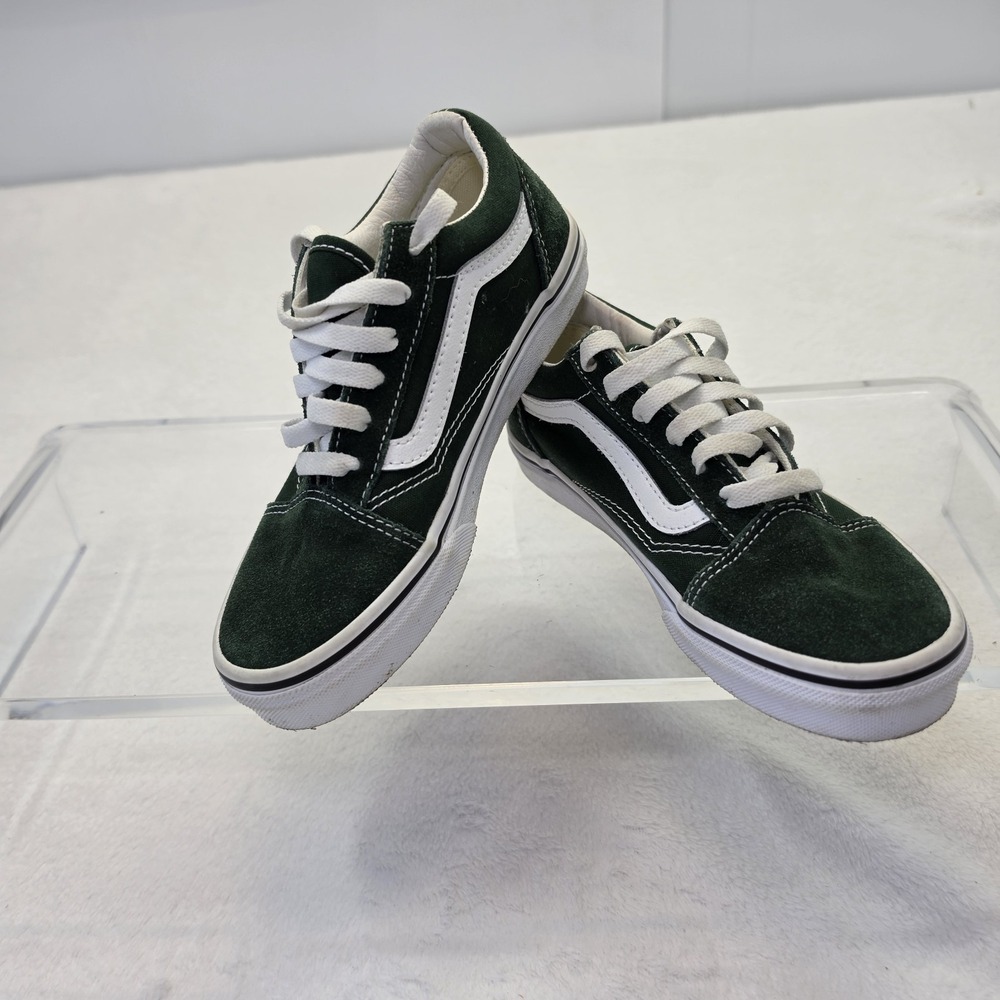 Vans Old Skool Kids Size 2.5 Green Black Suede Skate Sneakers Youth EU 33